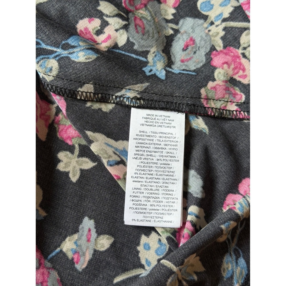 Lauren Ralph Lauren Dress Floral Twist Front Long Sleeve Black Pink Size 2 - Picture 8 of 10